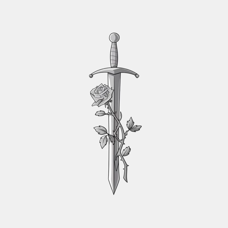 Romantic Medieval Sword Entwined with Rose Male Tank Top