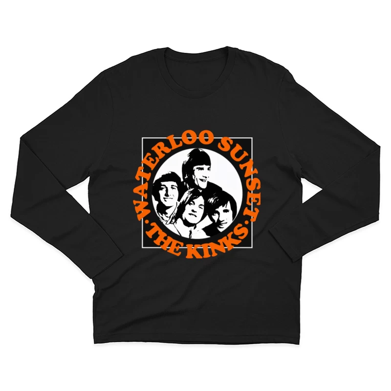 Vintage The Kinks Band Album Cover with Orange Text Male Long Sleeve T-Shirt