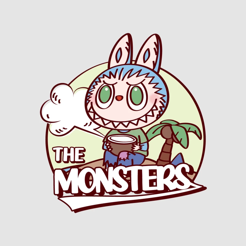Niedliches Monster mit Palme und Wolke Damen Pullover Hoodie