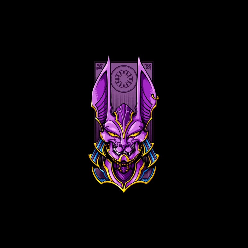 Purple Demon Mask Illustration Travel Mug