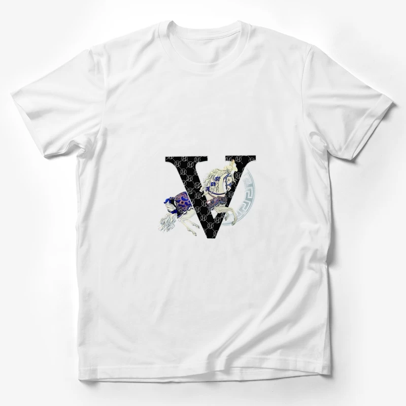 Pferdymotiv auf stilisiertem Buchstaben Herren T-Shirt