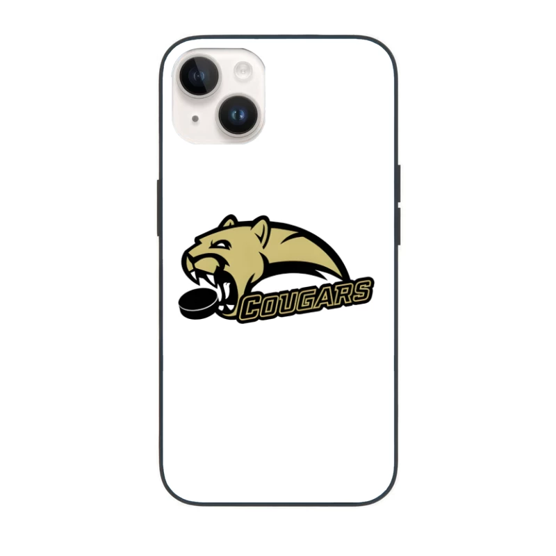 Gold and Black Cougar Hockey Team Mascot Logo iPhone Case