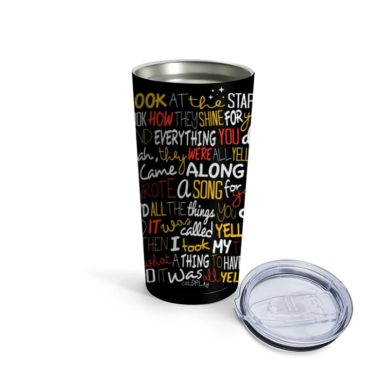 Colplay Lyrics Art Travel Mug