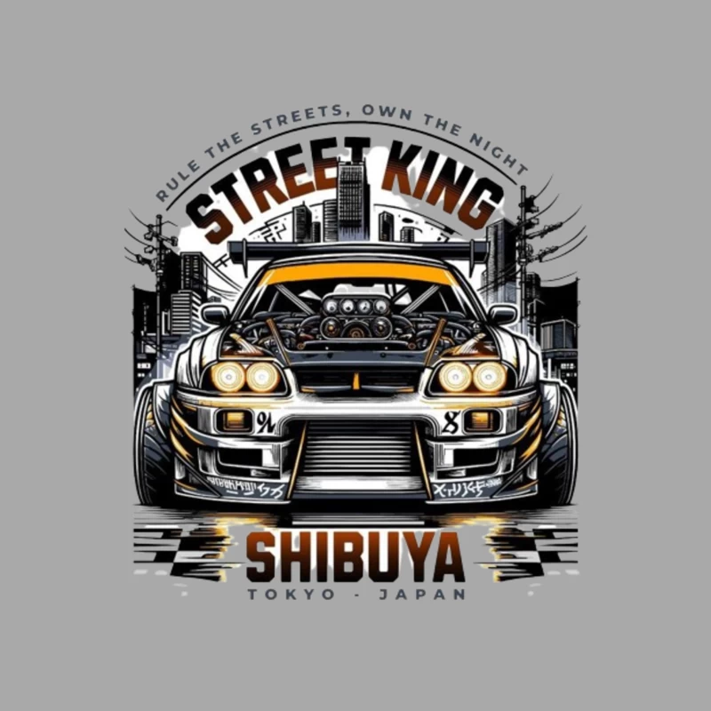 Street King: Modified Toyota Supra in Shibuya Night Scene Male Pullover Hoodie