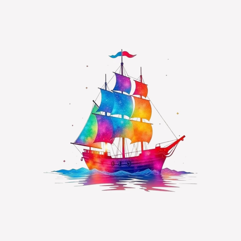 Colorful Sailing Ship Male T-Shirt