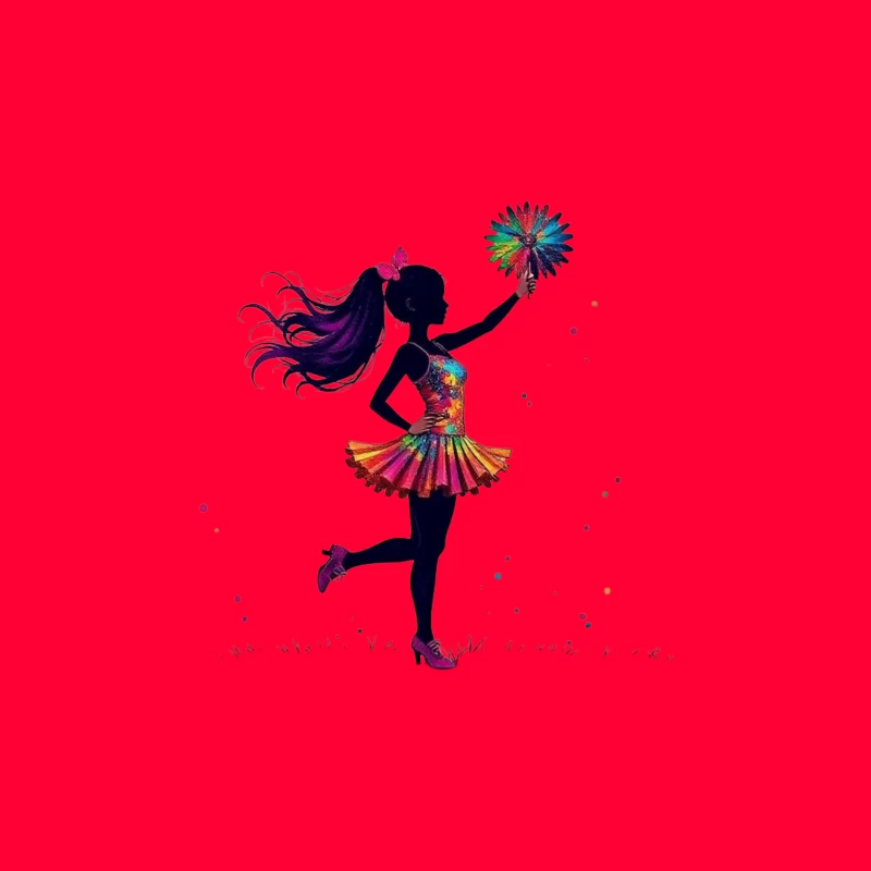 Colorful Cheerleader Silhouette Travel Mug