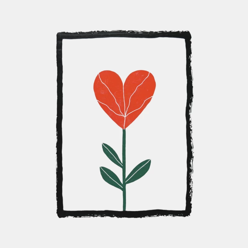 Minimalist Heart Flower: A Symbolic Botanical Illustration Male Tank Top