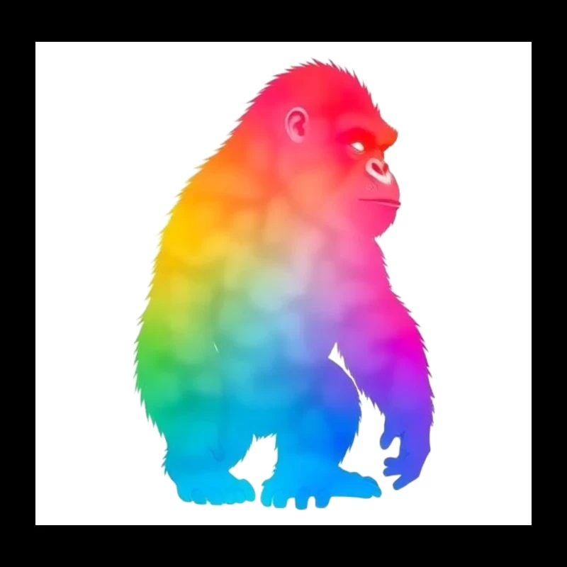 Rainbow Gradient Gorilla Silhouette Art Throw Pillow