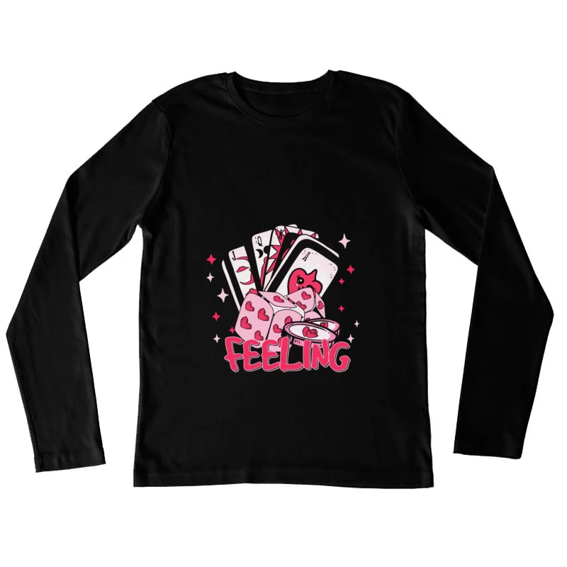 Pokerherz und Glückswürfel Damen Langarm T-Shirt