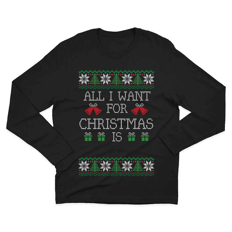 Motif de Noël avec cadeaux et cloches Homme Manches Longues T-Shirt