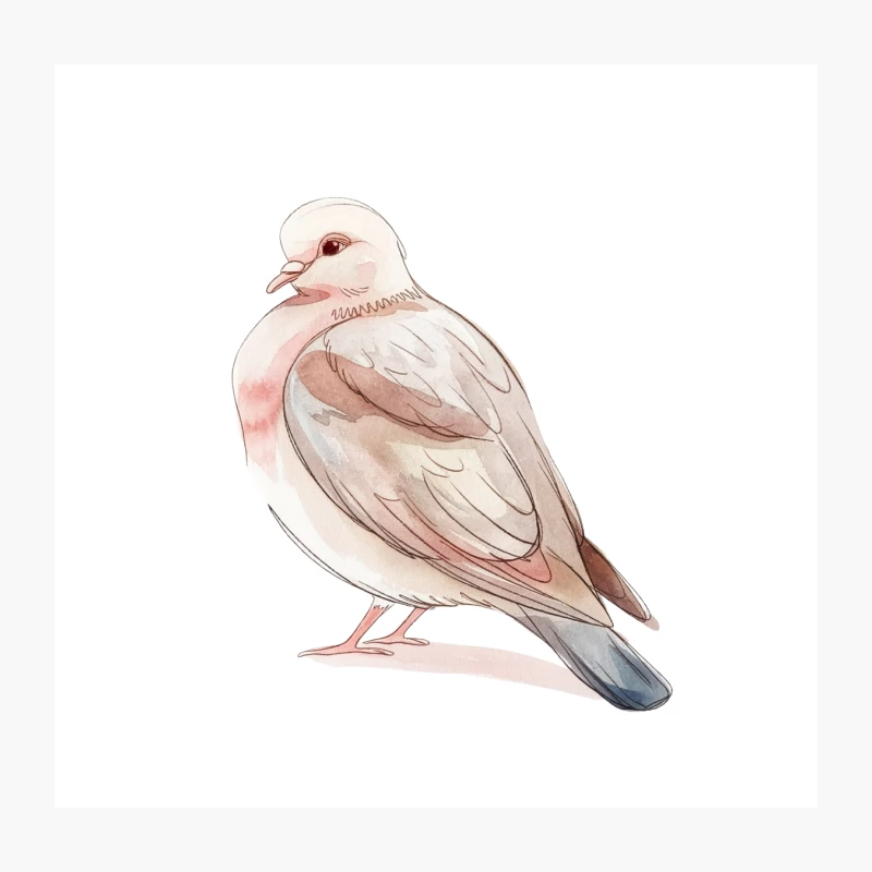 Watercolor Illustration of a Pastel-Colored Dove Throw Pillow