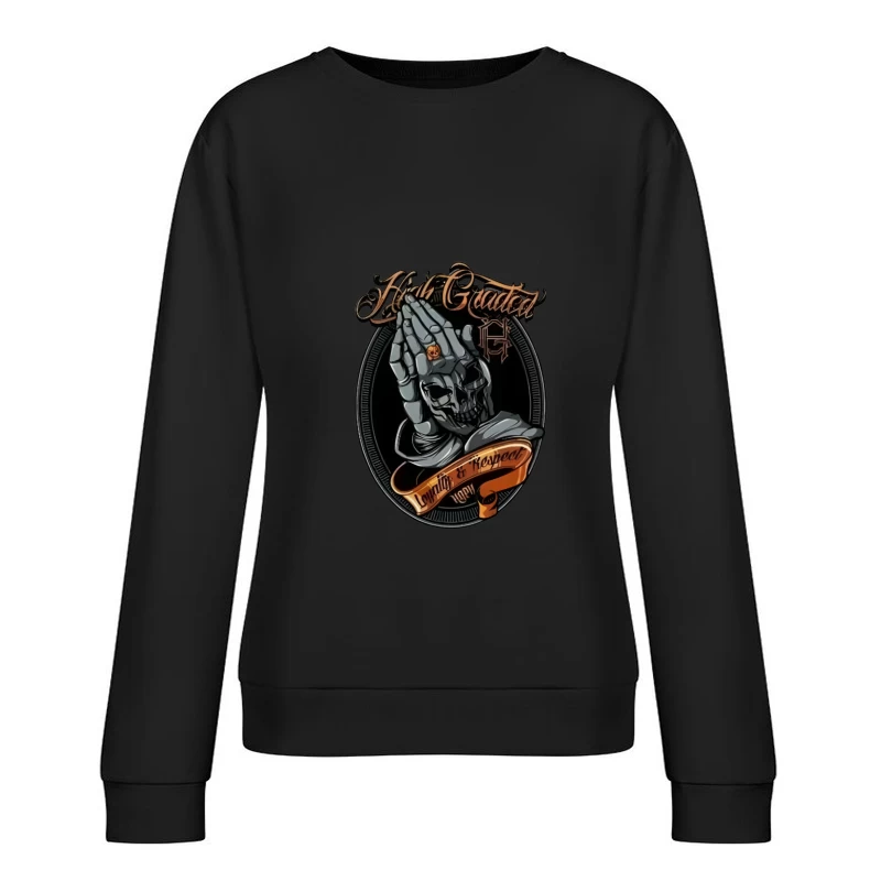 Skelett Hände mit Loyalität Damen Pullover Sweatshirt