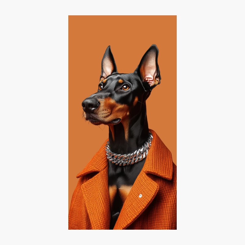 Stylish Doberman in Orange Coat and Silver Chain iPhone Case