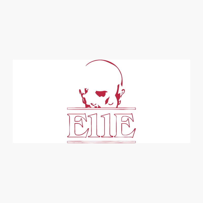Minimalist Red E11E Logo with Bald Head Graphic Coffee Mug