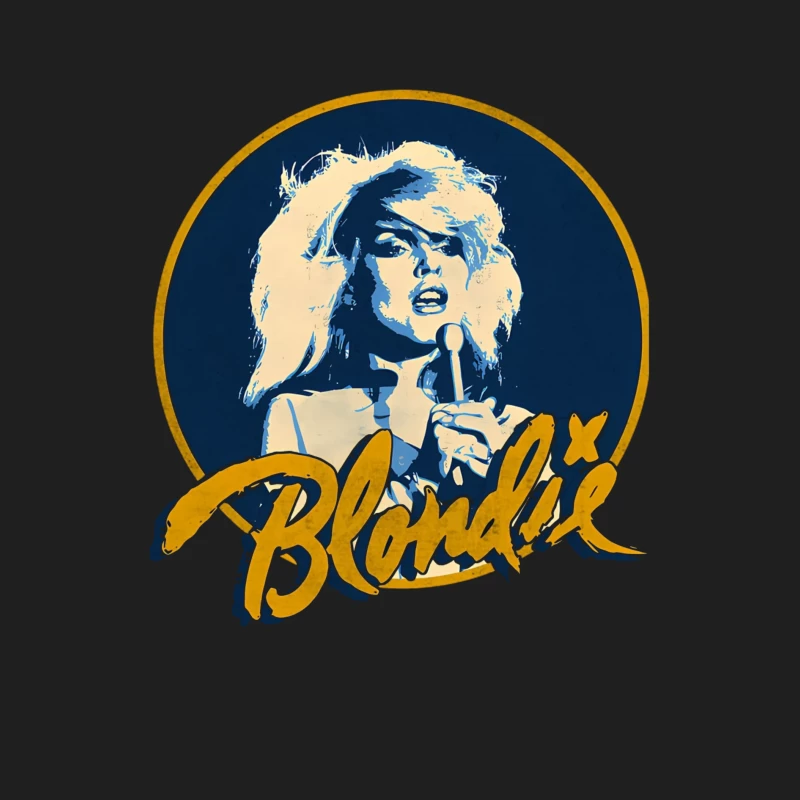 Vintage Blondie Band Logo with Blue and Gold Design Male Tank Top