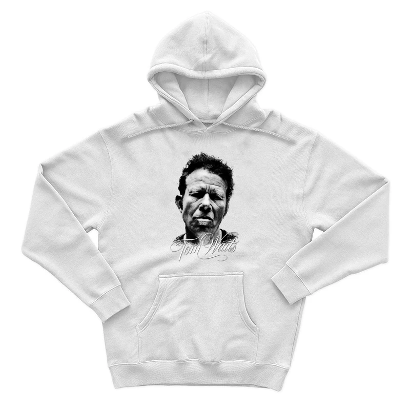 Dramatic Black and White Portrait with Intense Expression Male Pullover Hoodie