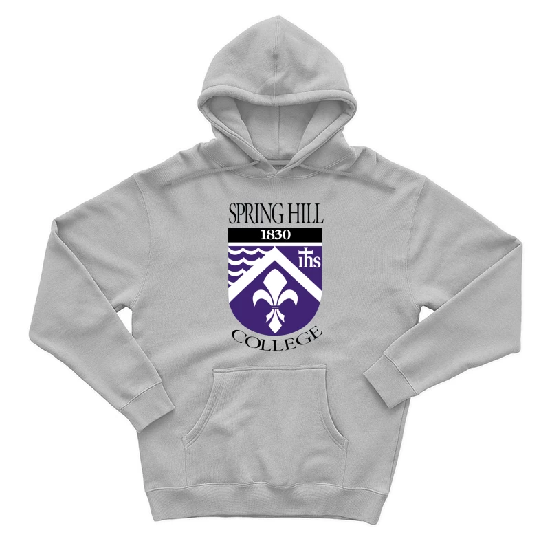 Spring Hill College Historic Shield Logo with Religious Symbolism (Est. 1830) Male Pullover Hoodie