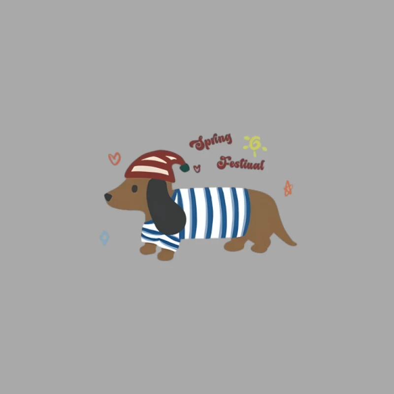 Teckel avec pull rayé et bonnet Homme Sweat à capuche