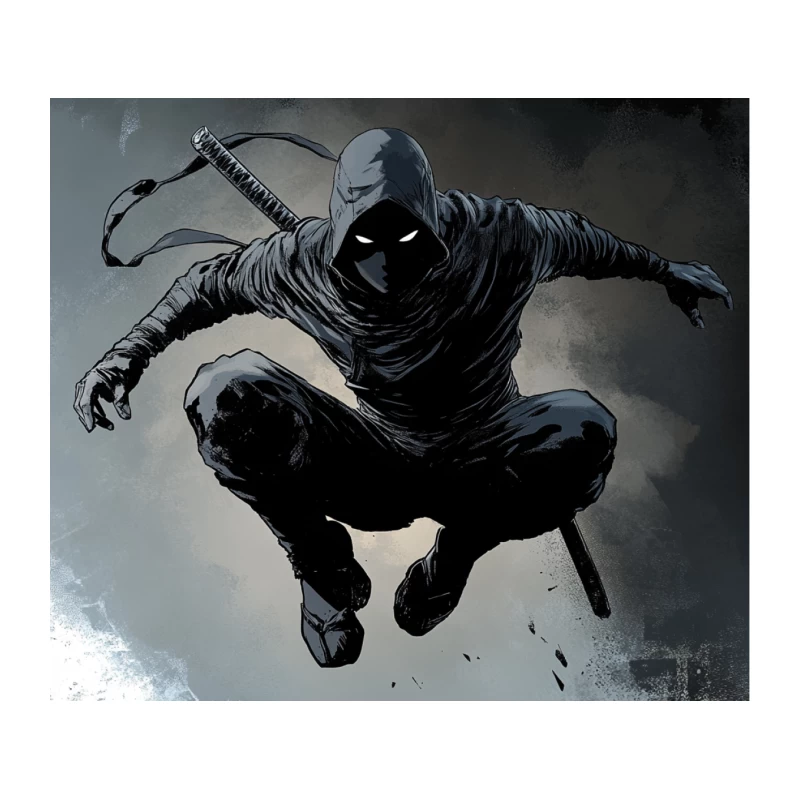 Mysterious Ninja Leaping into Action Tapestry