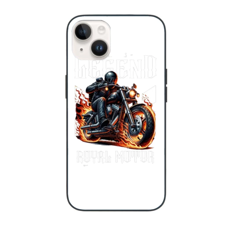 Legendary Flaming Royal Motor Black Motorcycle Illustration iPhone Case