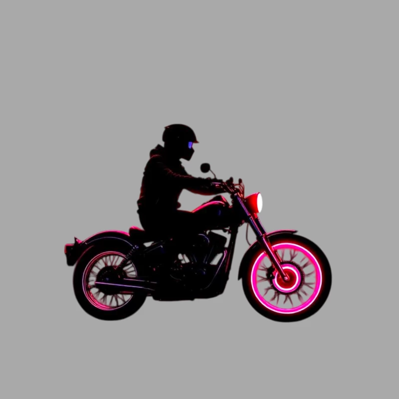 Silhouetted Motorcycle Rider with Neon Red Accents Female Pullover Hoodie