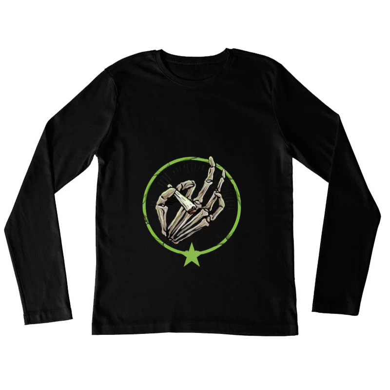 Skull finger with smoke Female Long Sleeve T-Shirt