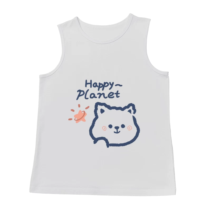 Fröhlicher Planet mit Katze und Stern Herren Tanktops