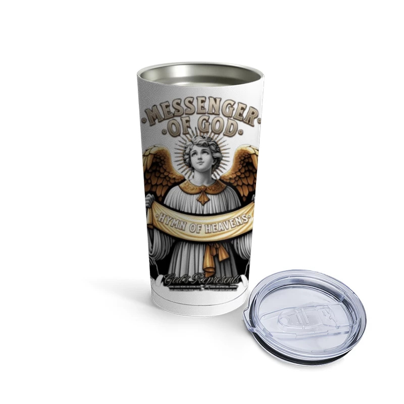 Divine Angel: Messenger of God with Hymn of Heavens Banner - Classical Religious Artwork Travel Mug