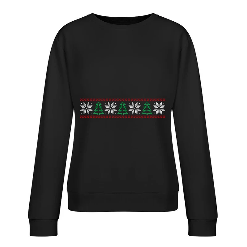 Motif de Noël avec sapins et flocons Femme Sweat-shirt à enfiler
