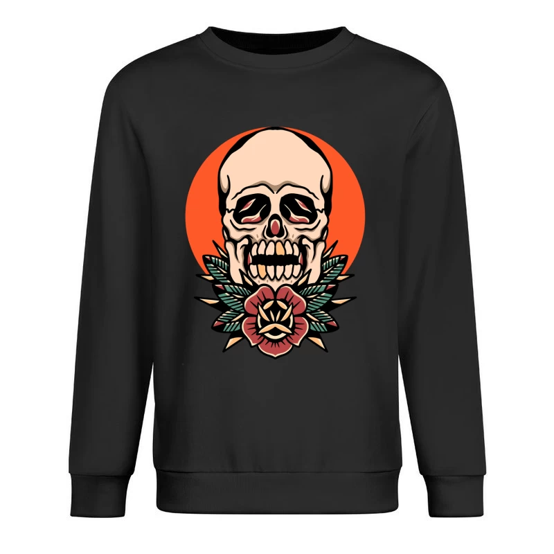 Skull with Floral Design Male Pullover Sweatshirt