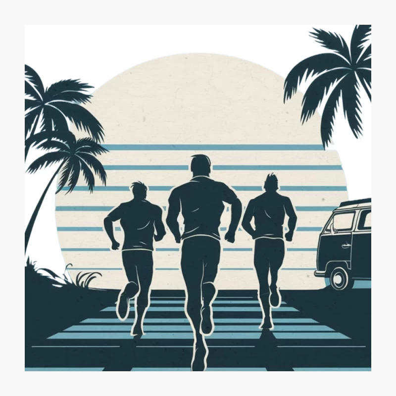 Retro Beach Run: Silhouettes at Sunset Pin