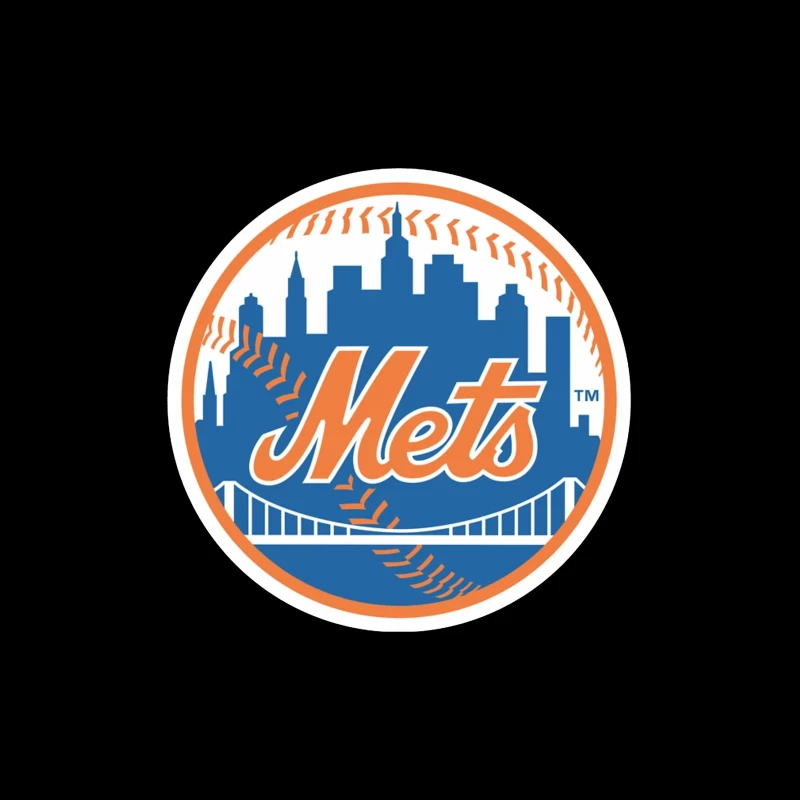 New York Mets MLB Baseball Team Logo with City Skyline Throw Pillow