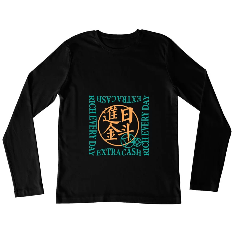 Viel Glück und Geld, stilvolles Design Damen Langarm T-Shirt