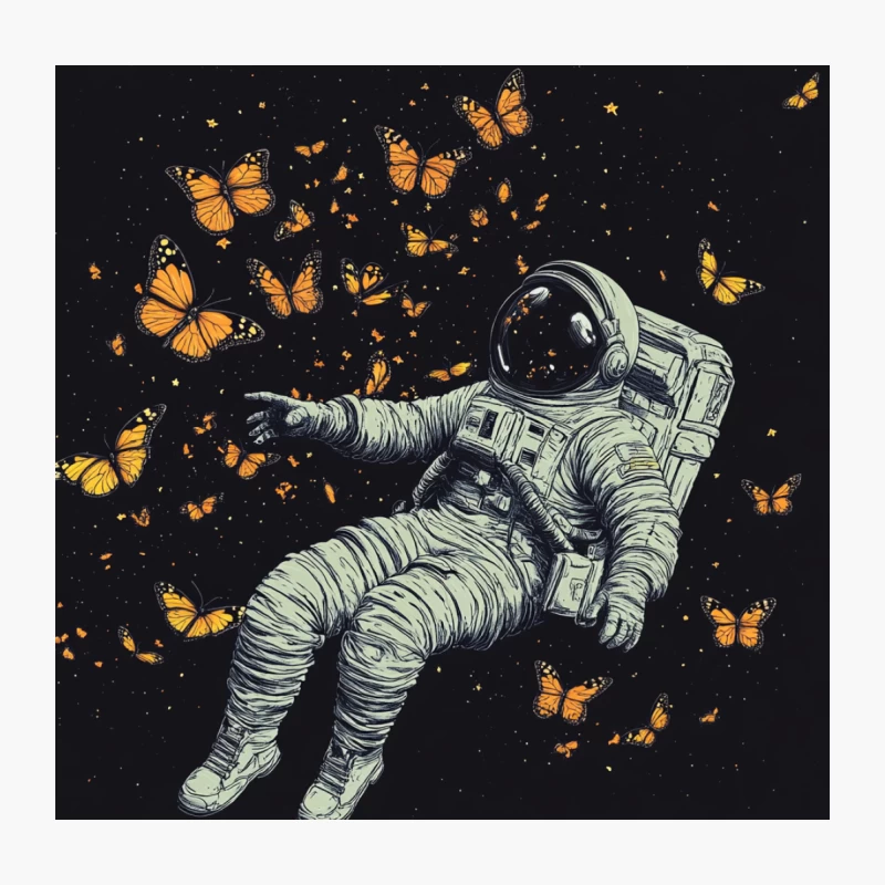 Cosmic Butterfly Dream: Astronaut's Surreal Space Fantasy Throw Pillow
