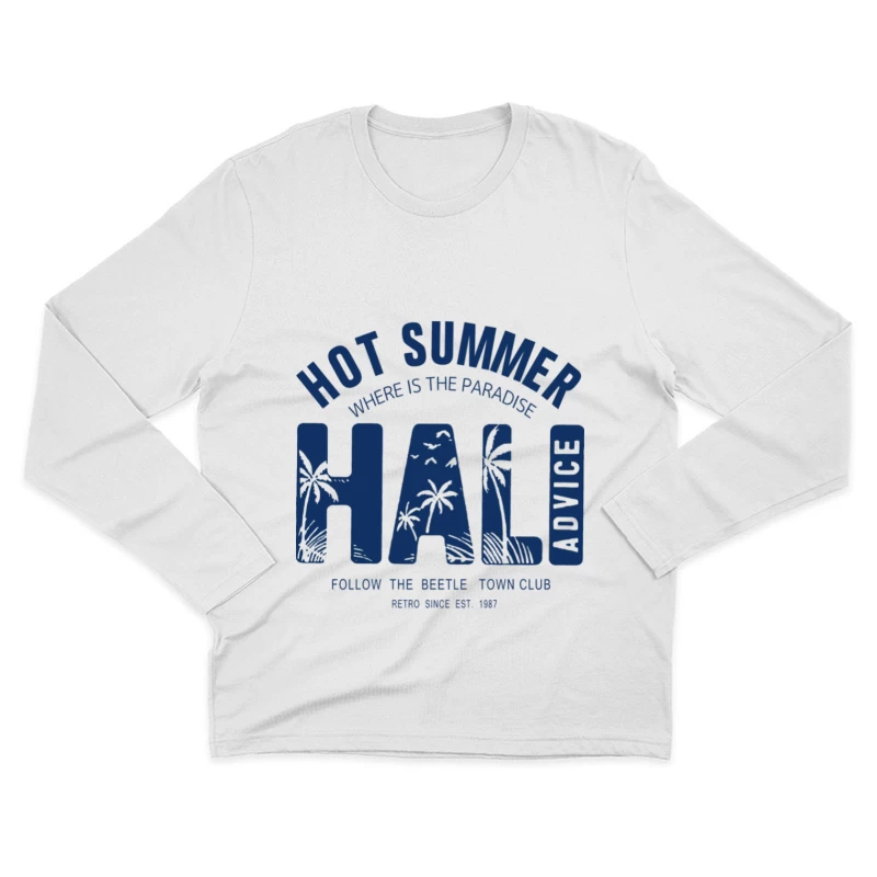 Heißer Sommerparadies-Grafik mit Retro-Stil Herren Langarm T-Shirt