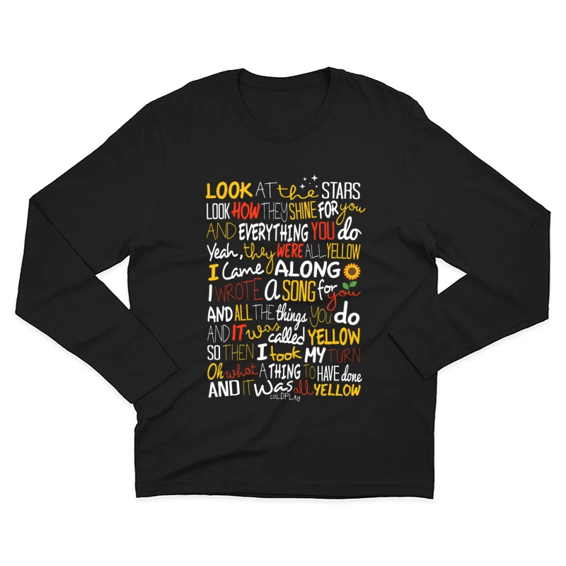 Colplay Lyrics Art Male Long Sleeve T-Shirt