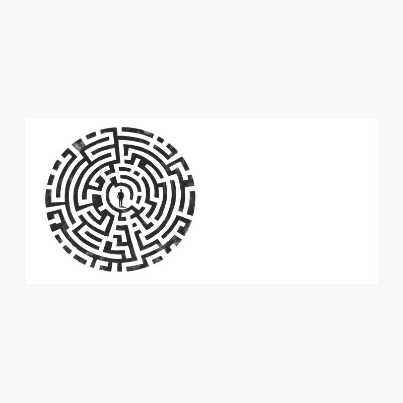 Circular Maze with Human Silhouette: A Conceptual Labyrinth Coffee Mug