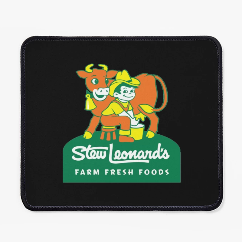 Stew Leonard's Vintage Farm Fresh Foods Logo with Cartoon Cow Mouse Pad