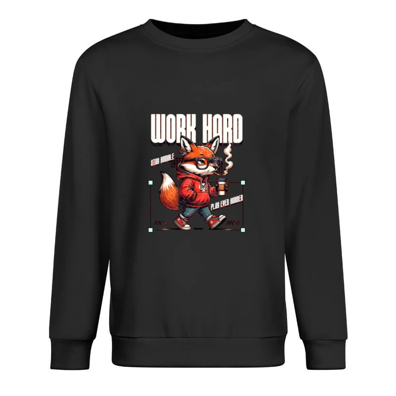 Renard avec café, travailler dur Homme Sweat-shirt à enfiler