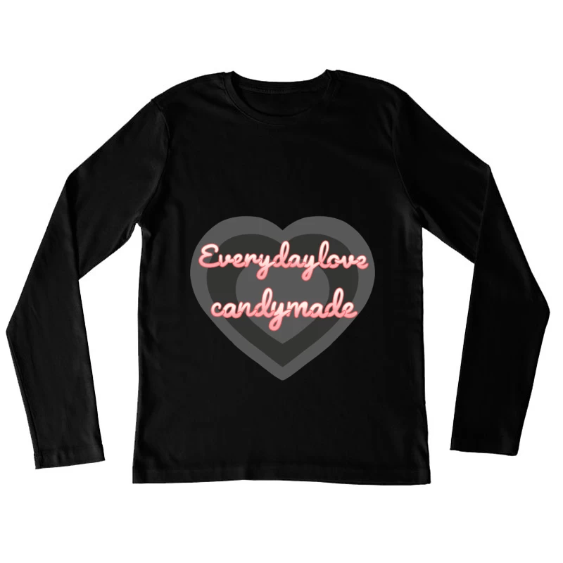 Herzförmiges Design mit Schriftzug Damen Langarm T-Shirt