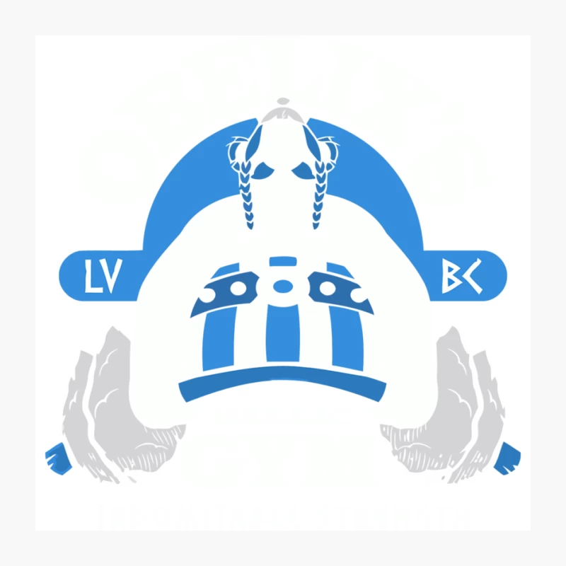 Cartoon Viking Logo with Blue and White Helmet Pin