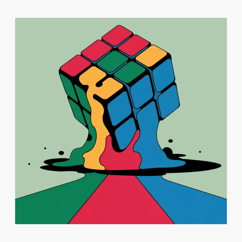 Melting Colorful Rubik's Cube Abstract Art Design Throw Pillow