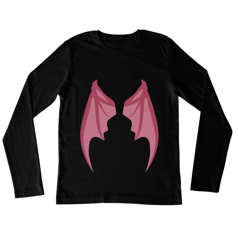Rosa Drachenflügel Illustration Damen Langarm T-Shirt