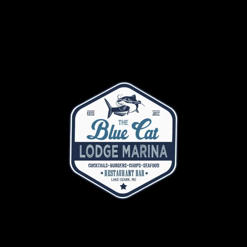 The Blue Cat Lodge Marina Restaurant and Bar - Vintage Nautical Logo Design iPhone Case