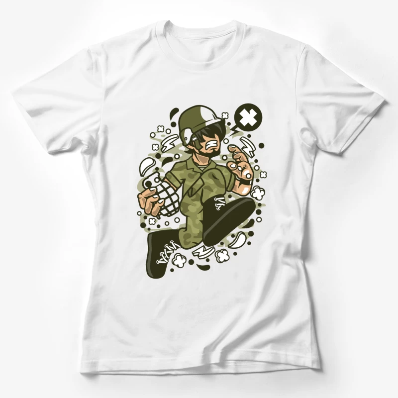 Soldat Cartoon Dynamique Femme T-Shirt