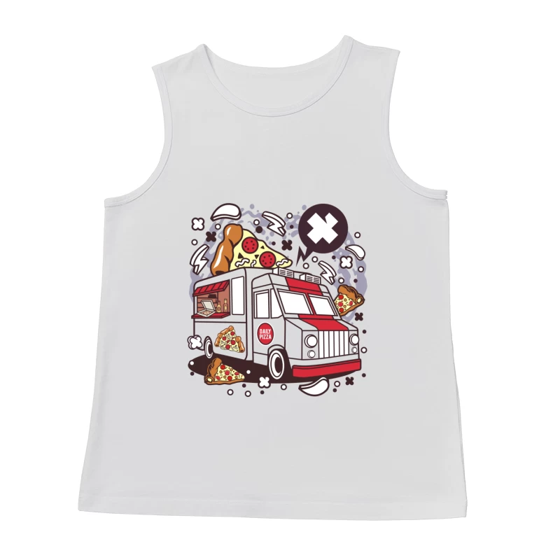 Camion de pizza illustré Homme Débardeur