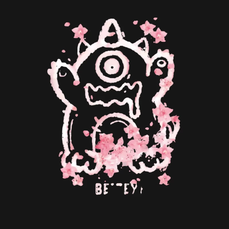 Monster mit Blumen und Schriftzug Damen Langarm T-Shirt