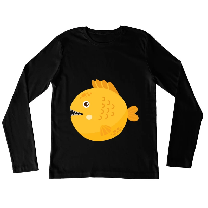 Poisson jaune mignon avec dents pointues Femme Manches Longues T-Shirt