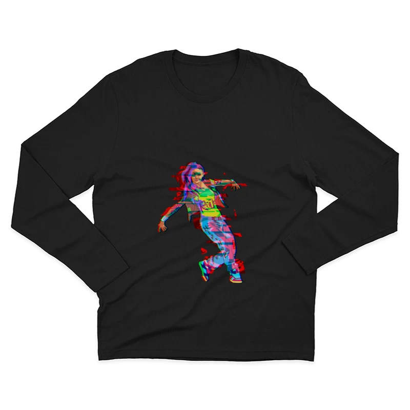 Futuristischer Tänzer mit glitchiger Ästhetik Herren Langarm T-Shirt