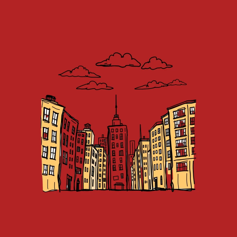 Cityscape Illustration Male T-Shirt